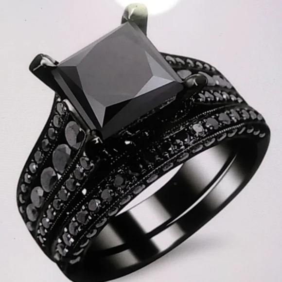 NEW 18K BLACK SAPHIRE STERLING SILVER RING - Picture 6 of 6